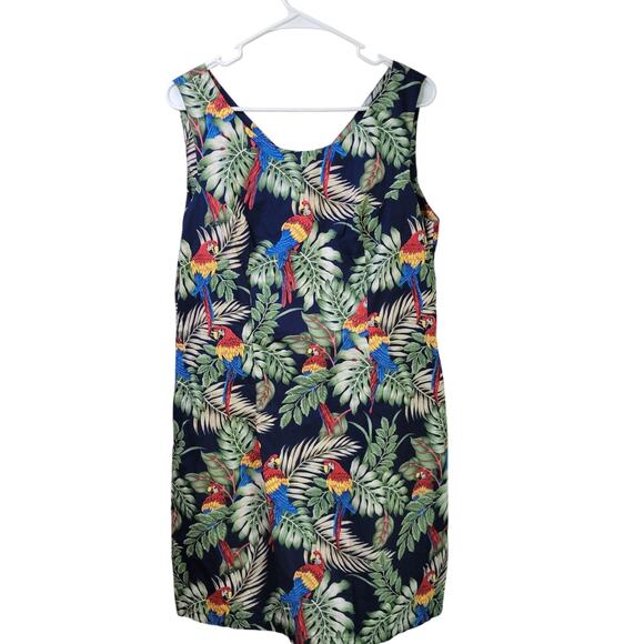 VTG Aloha Republic Cotton Sheath Dress L Hawaiian Tropical Parrots Colorful - Picture 1 of 6
